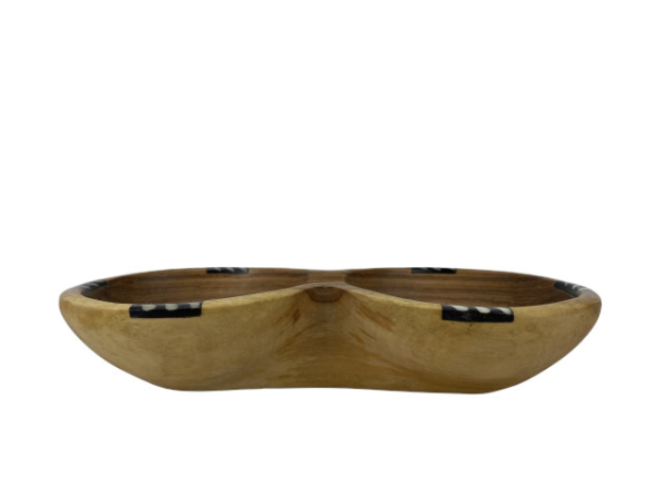 Doppelschale Olivenholz mit Knochenbatik